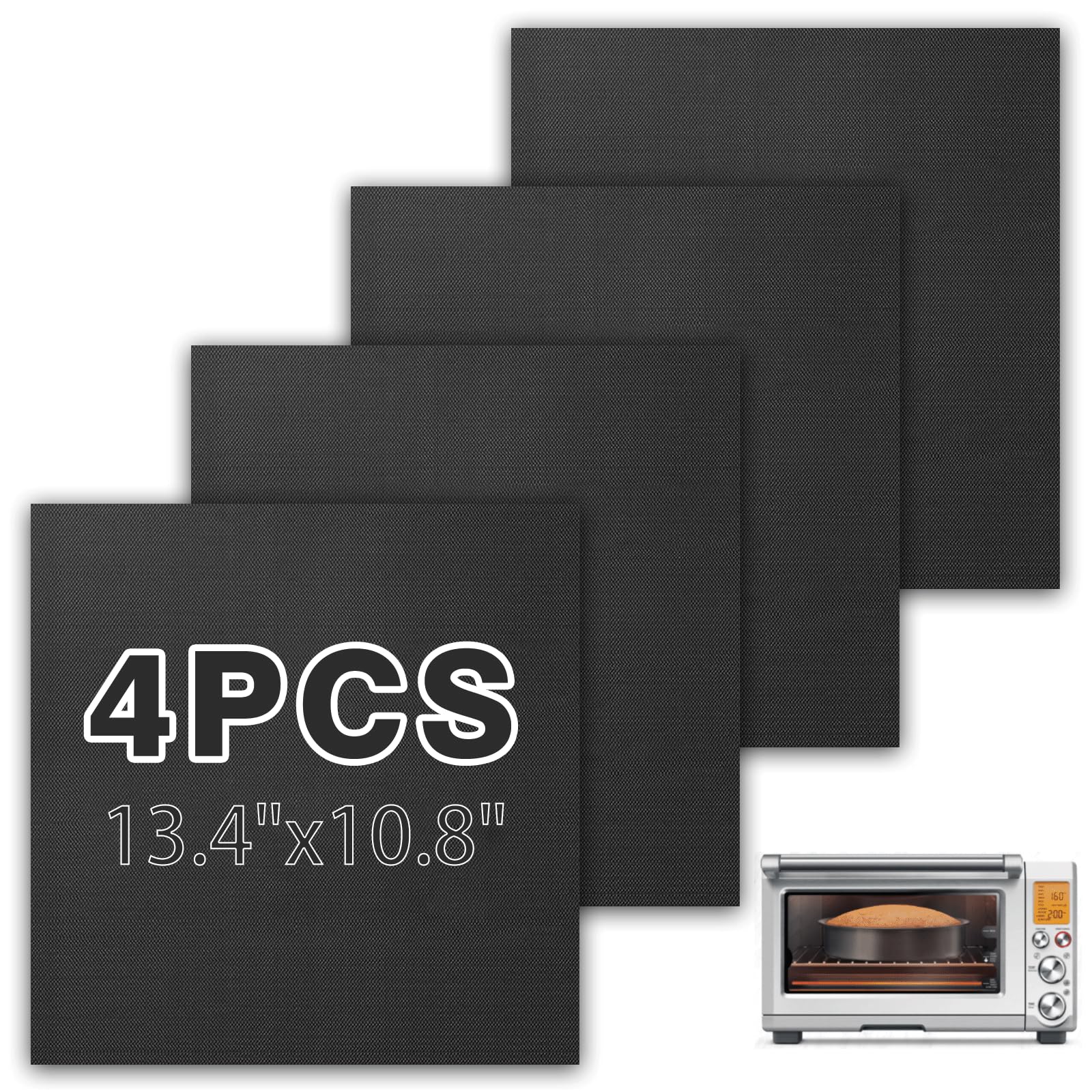 Air Fryer Oven Liners Compatible with Breville Smart Oven Air Fryer Pro BOV845BSS, 4 PCS Non-Stick Oven Liners for Bottom of Oven, Accessories for Breville Toaster Reusable Baking Mat