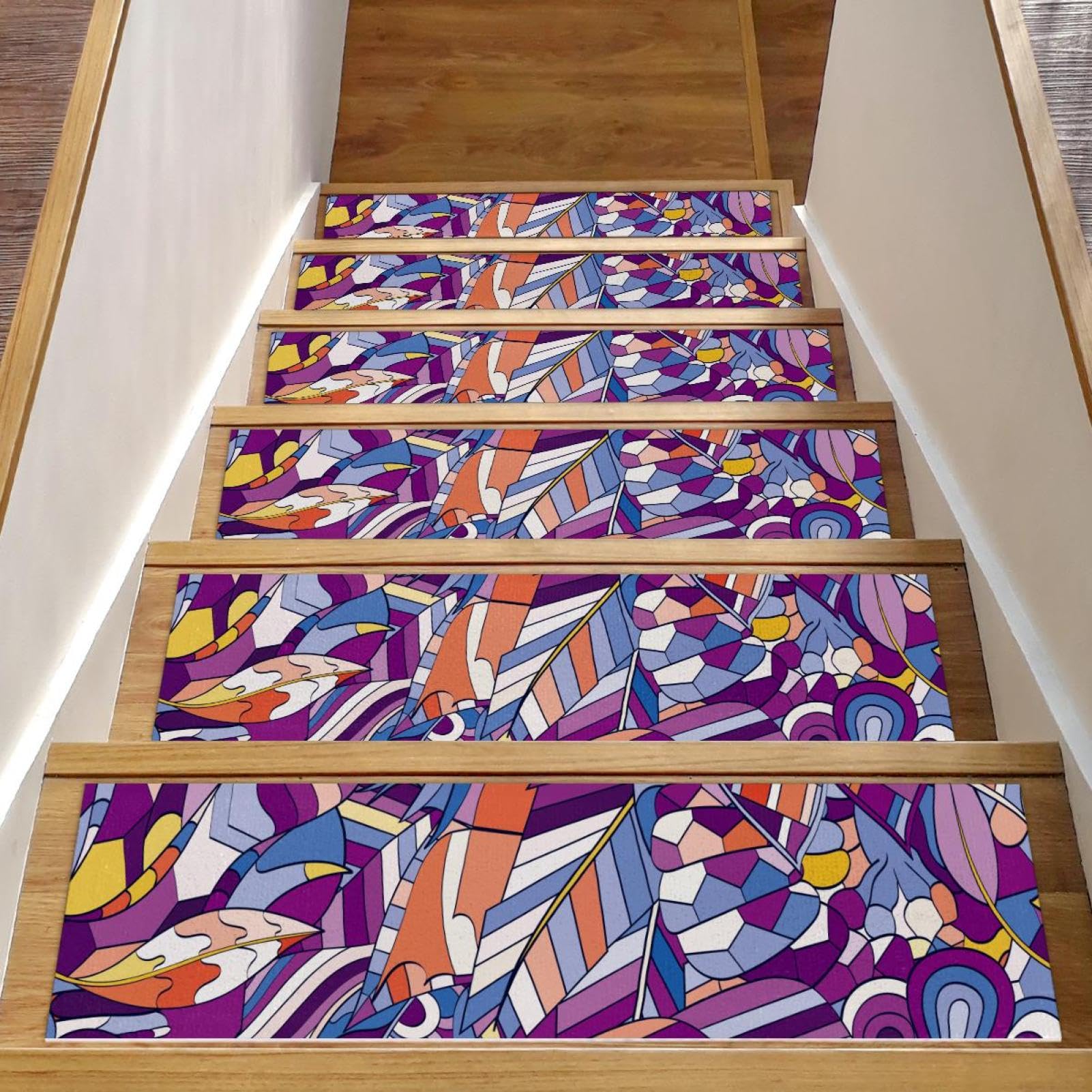 Alfombra curvada para escaleras de diseño Lazy con acabados resistentes de 76 x 20 cm