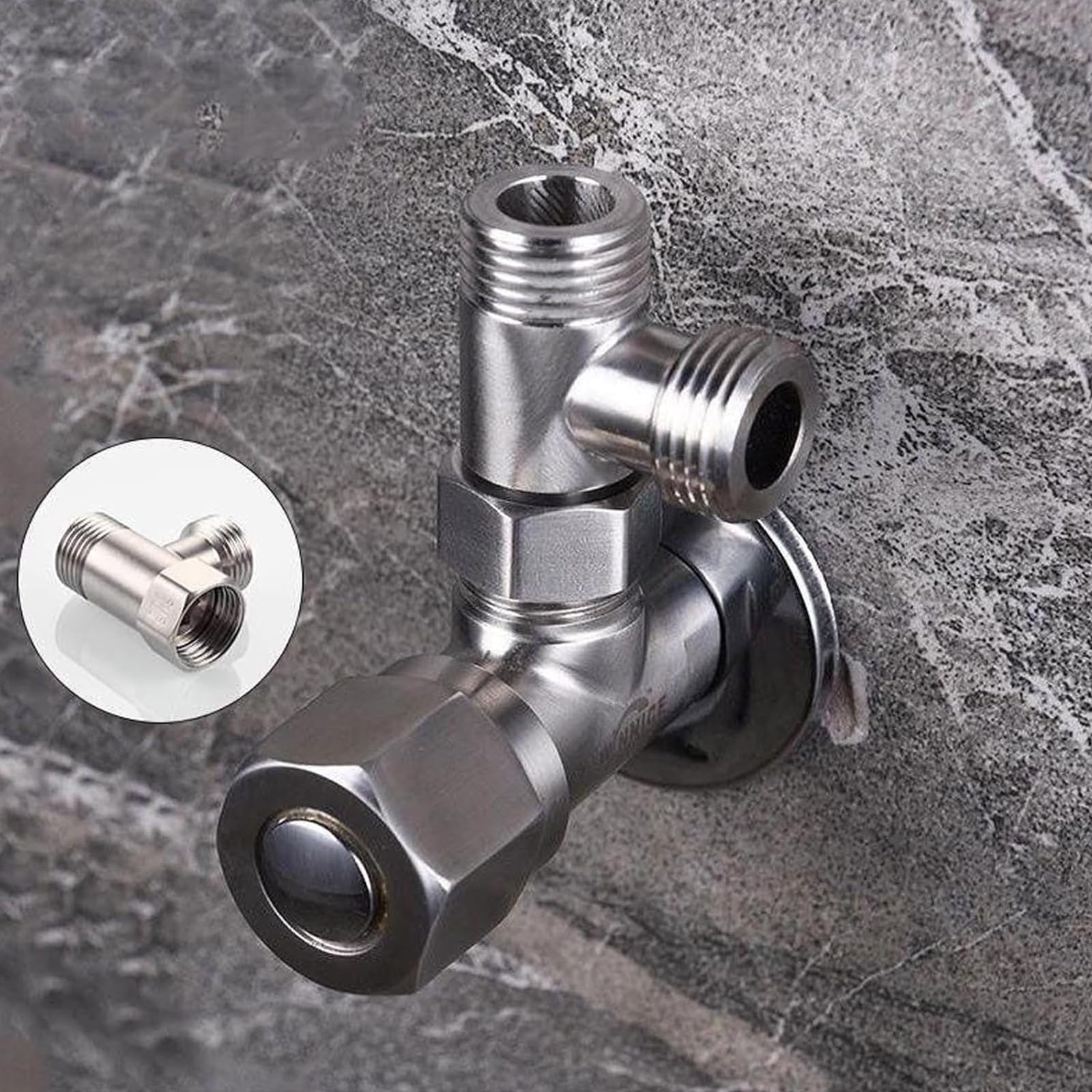 2 Pezzi Valvola Connettore 3 Vie, Valvola Collegamento Adattatore a Forma di T, valvola di Scarico Nichelata Rotazione 180 Gradi per WC Bagno Cucina Tubo Doccia, (1/2", 3/8")