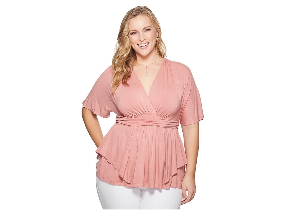 

Kiyonna Promenade Top (Just Peachy) Women's Blouse, Orange