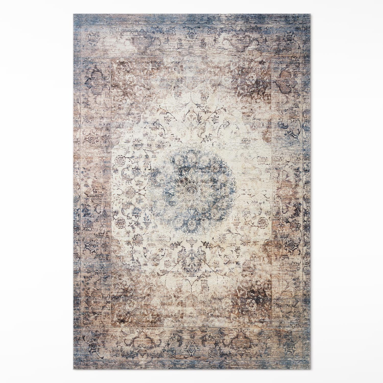 Tapis en vinyle 140x210 cm PVC rectangle style broderie usée Floorart Design