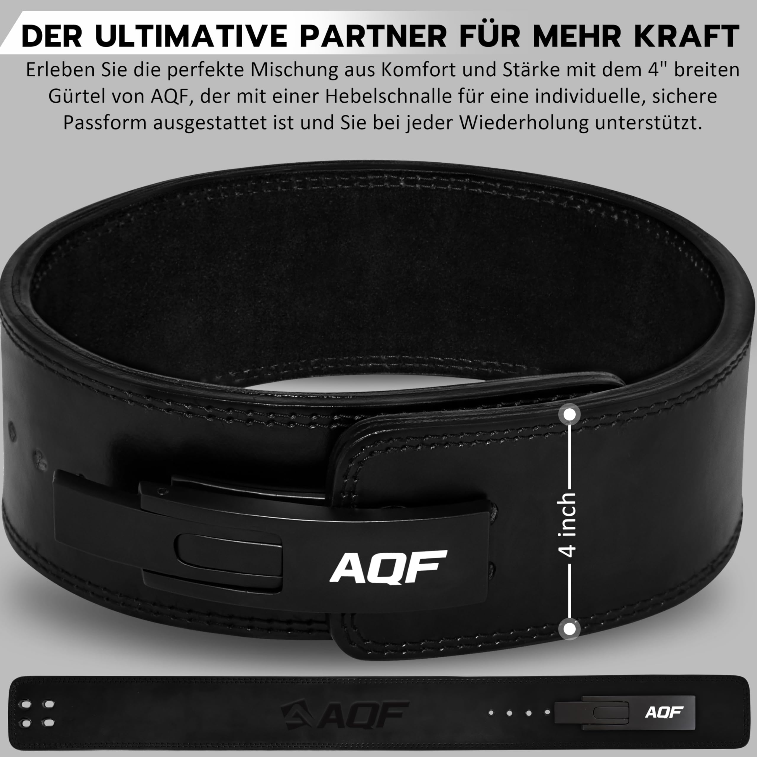 AQF Gewichthebergürtel 10mm, Hebelschnalle, IPL & USPA Zugelassen