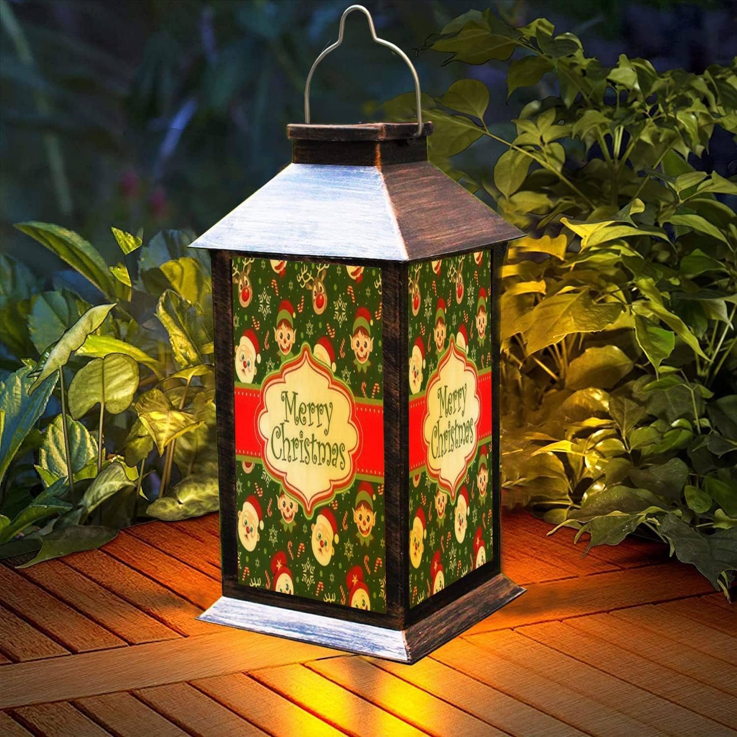 Hanging Solar Lantern Merry Christmas Seamless Christmas