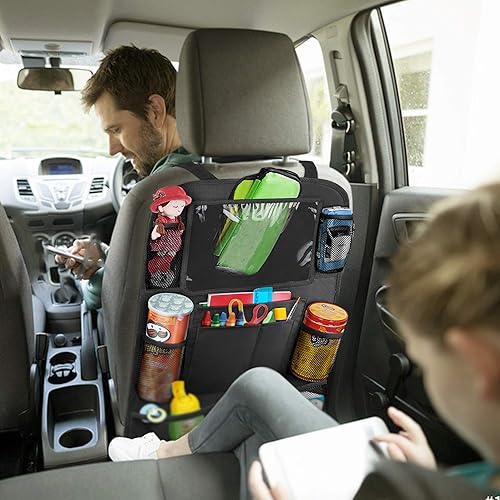 Miniatura 6 de Organizador de asiento trasero de automóvil, protector de asiento trasero con soporte para tableta de 10 pulgadas, organizador de asiento trasero de