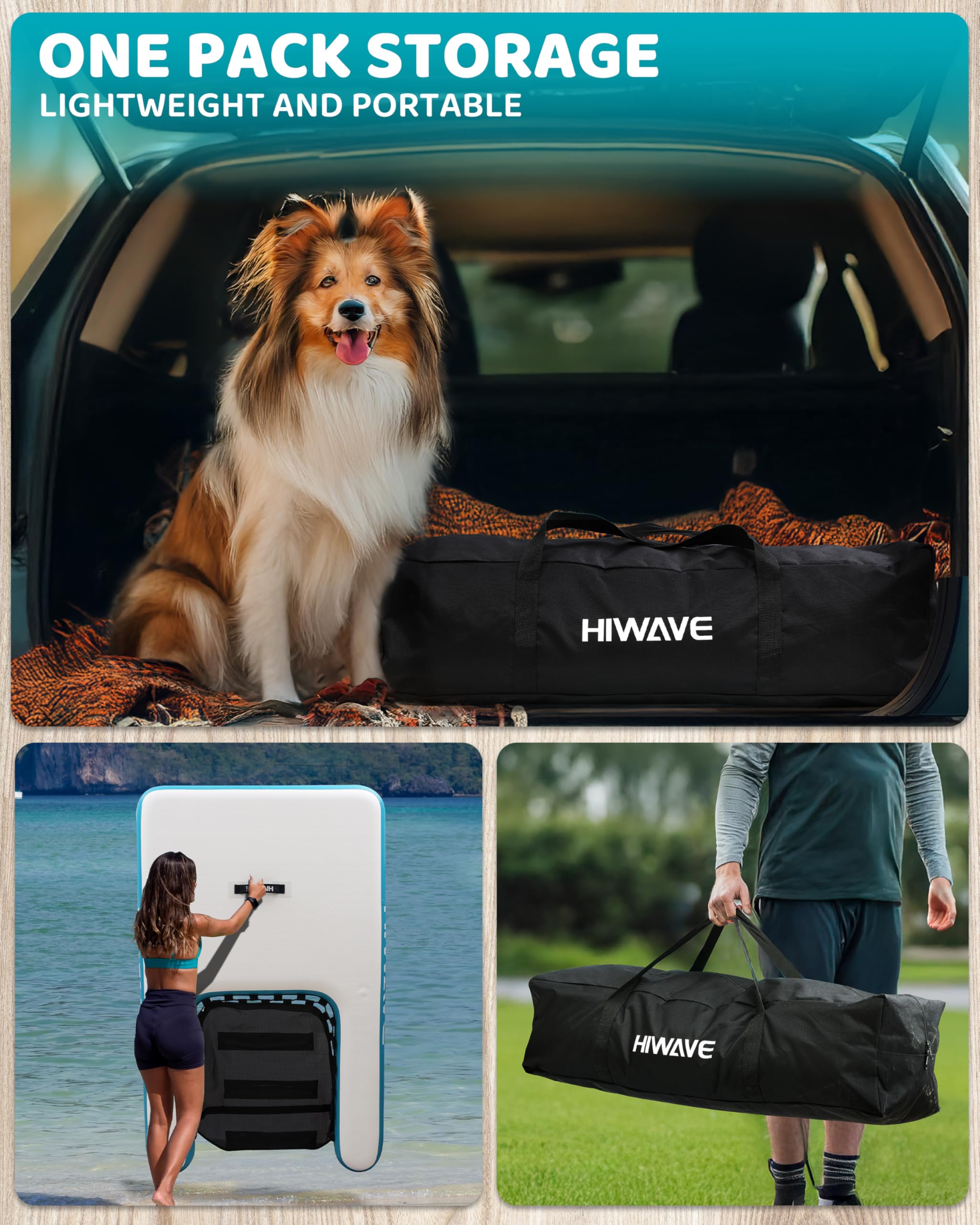 HIWAVE Rampa para perros para barco, flotadores para perros para piscina, entrada y salida seguras con alta capacidad de carga, antideslizante y resistente a pinchazos, adecuada para perros grandes