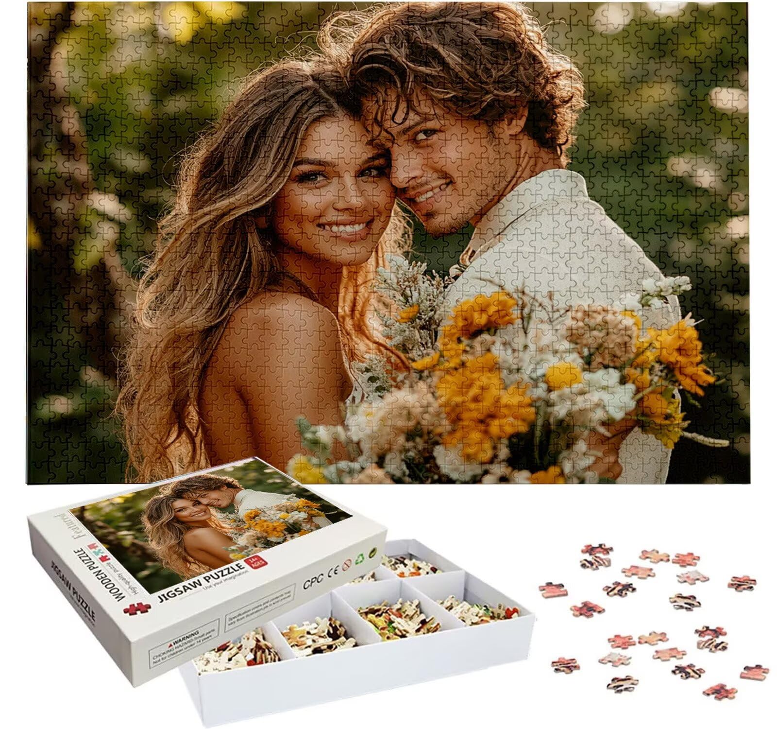 Puzzle Personalizado con Foto, Personalizada Rompecabezas Personalizado Diseña tu Logo Foto o Texto, Personalizado Navidad Halloween San Valentín Parejas Niños Familia Amigos h-4173