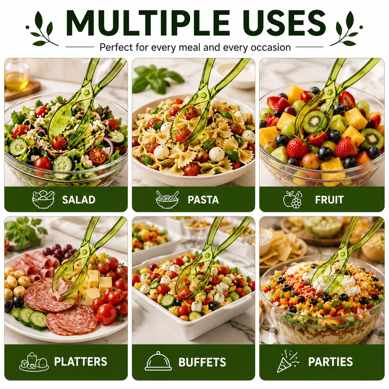 HIC Salad Tong - Toss & Serve Salads Easily -6