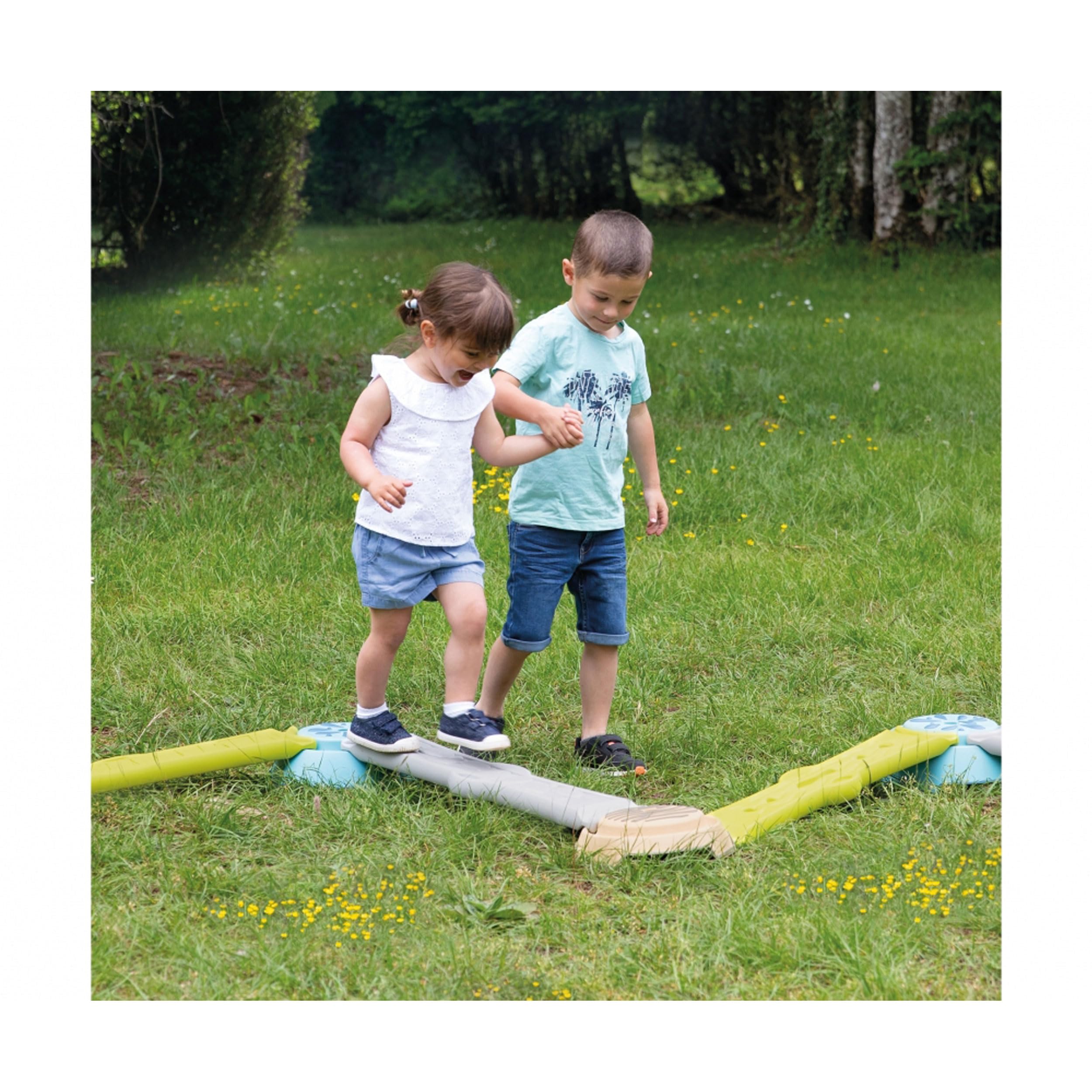 Smoby - Abenteuer Balancierparcours - mit 4 Balken und 4 Trittsteinen (rutschfest), individuell zusammenbaubar, für Kinder ab 2 Jahren