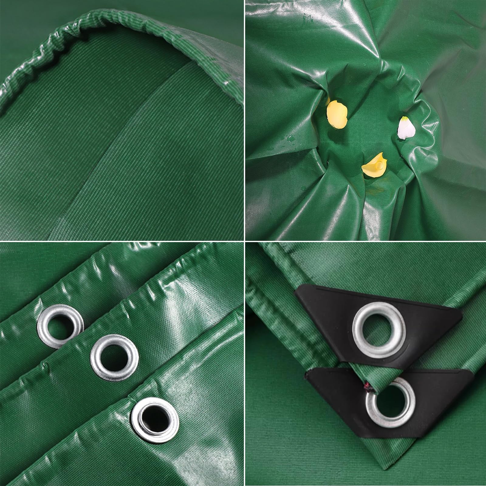 Bâche en PVC 420 g/m² avec œillets imperméable，Verte 1.5x6m