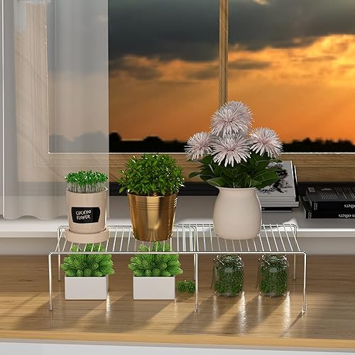 Miniatura 8 de iPEGTOP Juego de 2 estantes de almacenamiento para gabinete de congelador, 4 piezas expandibles, resistentes al óxido, estante de especias de