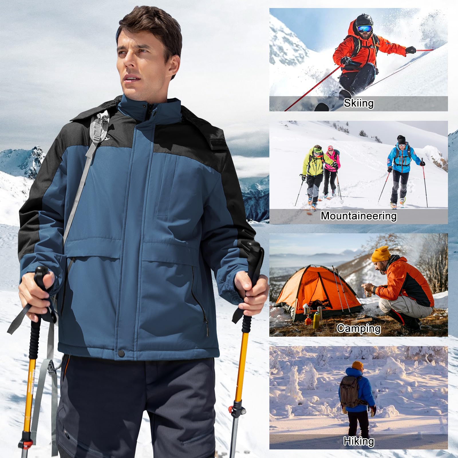 Svanco Chaqueta De Esquí Chaquetas De Hombre Impermeable Forro Polar Abrigo Con Capucha Desmontable Invierno Cálido Patinaje Sobre Hielo Chaqueta Abrigos Snowboard Chaqueta Para Hombres M-XXL