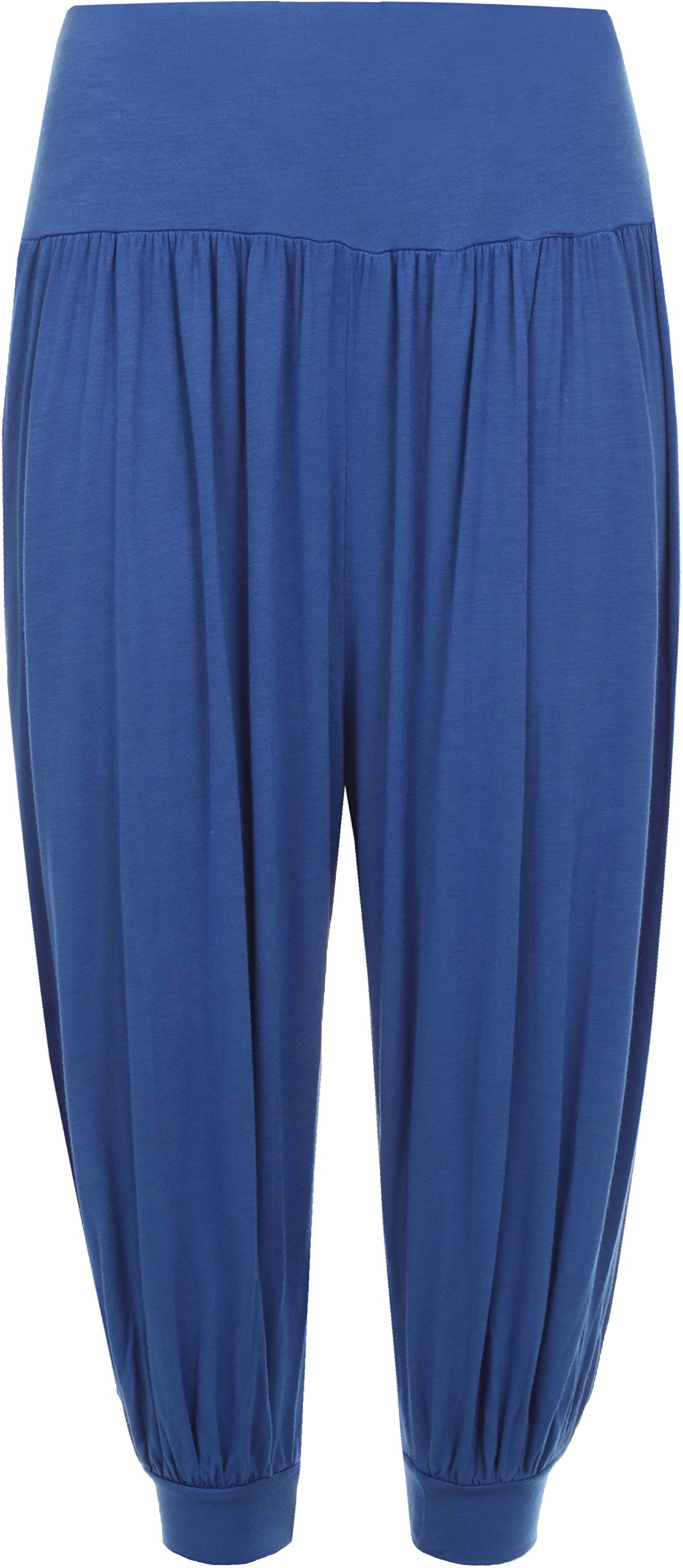 Wearall Women's Royal Blue Plus Size Cropped Harem Trousers 3/4 Plain Baggy Pants - 24/26