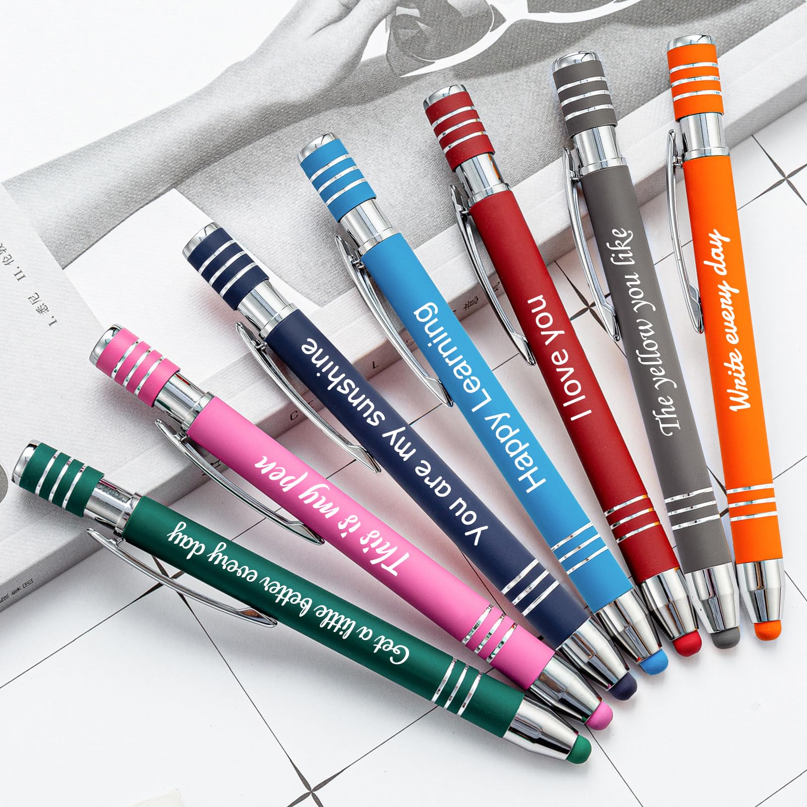 Bolígrafos Personalizados, Bolígrafos Personalizados con Nombre, Bolígrafo Grabado Personalizado con Lápiz Óptico para Bodas, Negocios, Hombres y Mujeres, Tinta Negra Paquete de 36