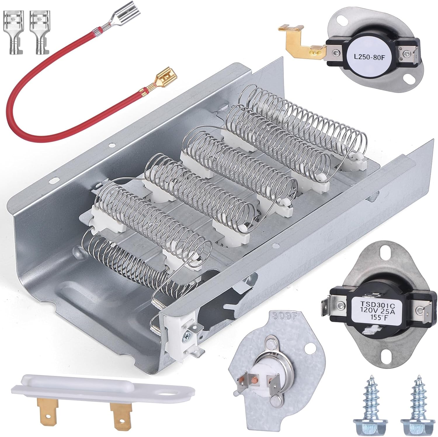 279838 Dryer Heating Element W10724237 3403585 For Whirlpool wed4815ew1 Kenmore 110 Cabrio Maytag Roper red4516fw0 Amana Admiral aed4675yq1 Thermostat Fuse Kit 3387134 3977393 byRomalon