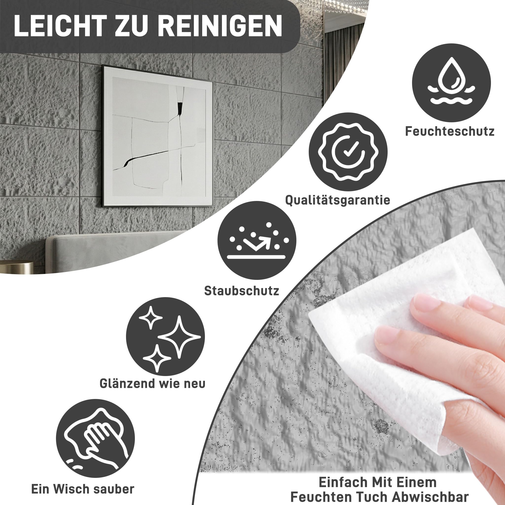Aufun 3 paneles de pared 3D con aspecto de piedra, 120 x 60 cm, 3 cm de grosor, revestimiento de pared de poliestireno para interiores, paneles ligeros de techo y placas de pared, imitación piedra