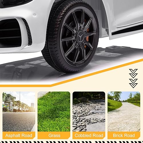 Miniatura 8 de Winado Vehículo eléctrico de 12 V, con licencia Mercedes Benz AMG GTR a batería, con control remoto para padres, asiento más ancho, luces LED,