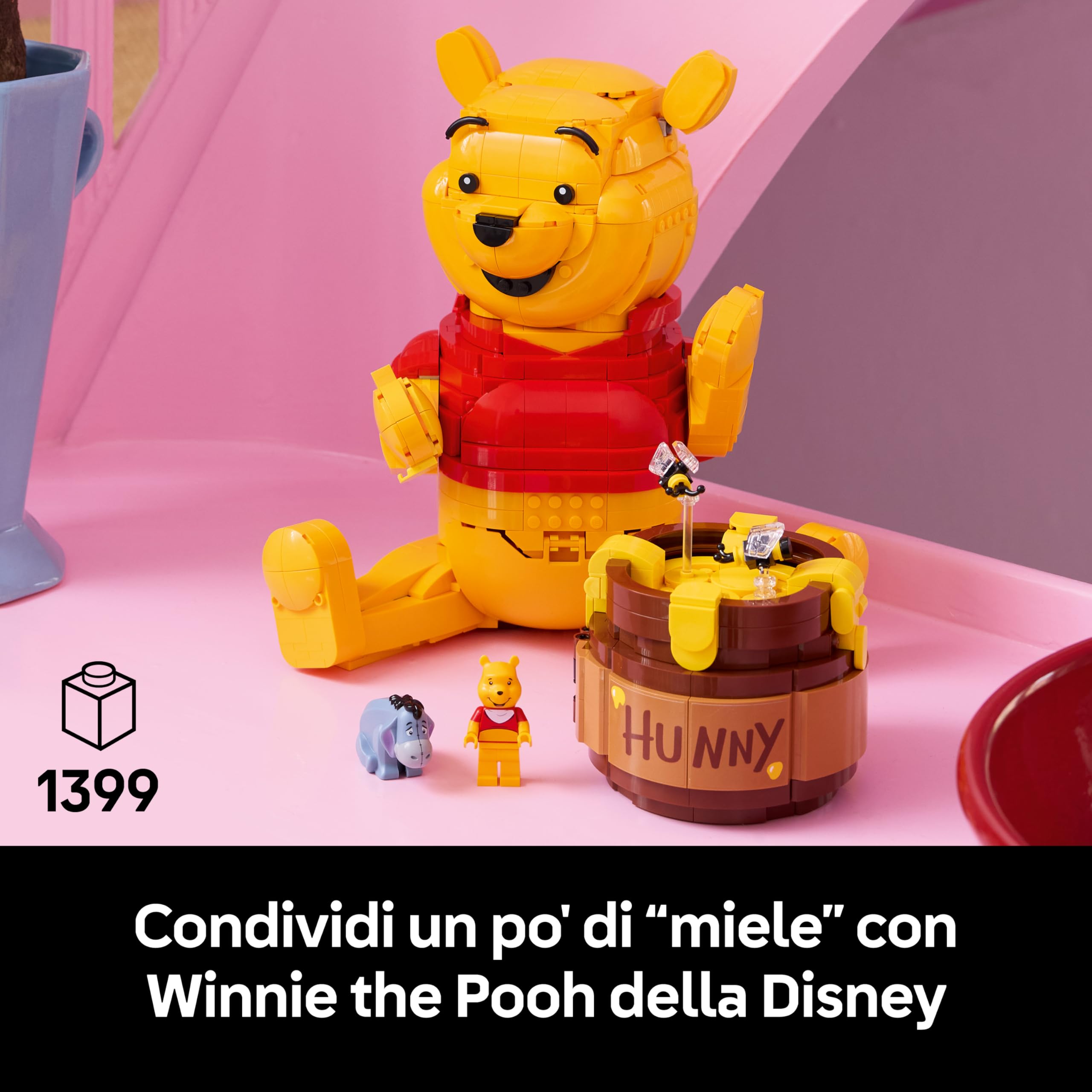 LEGO | Disney Winnie the Pooh - Kit di Modellismo per Adulti - Decorazione di Casa con Vaso di Miele, Minifigure da Collezione e Personaggio di Ih-Oh - Idea Regalo Fai da Te per i Fan - 43300