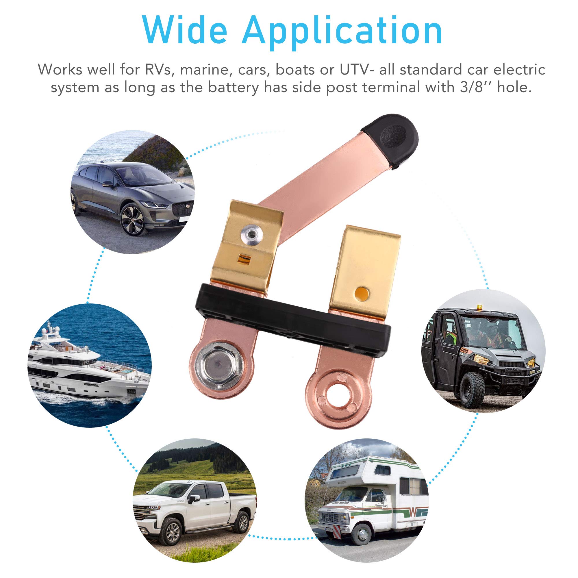 LotFancy Side Post Battery Disconnect Switch, 12V24V Knife Blade