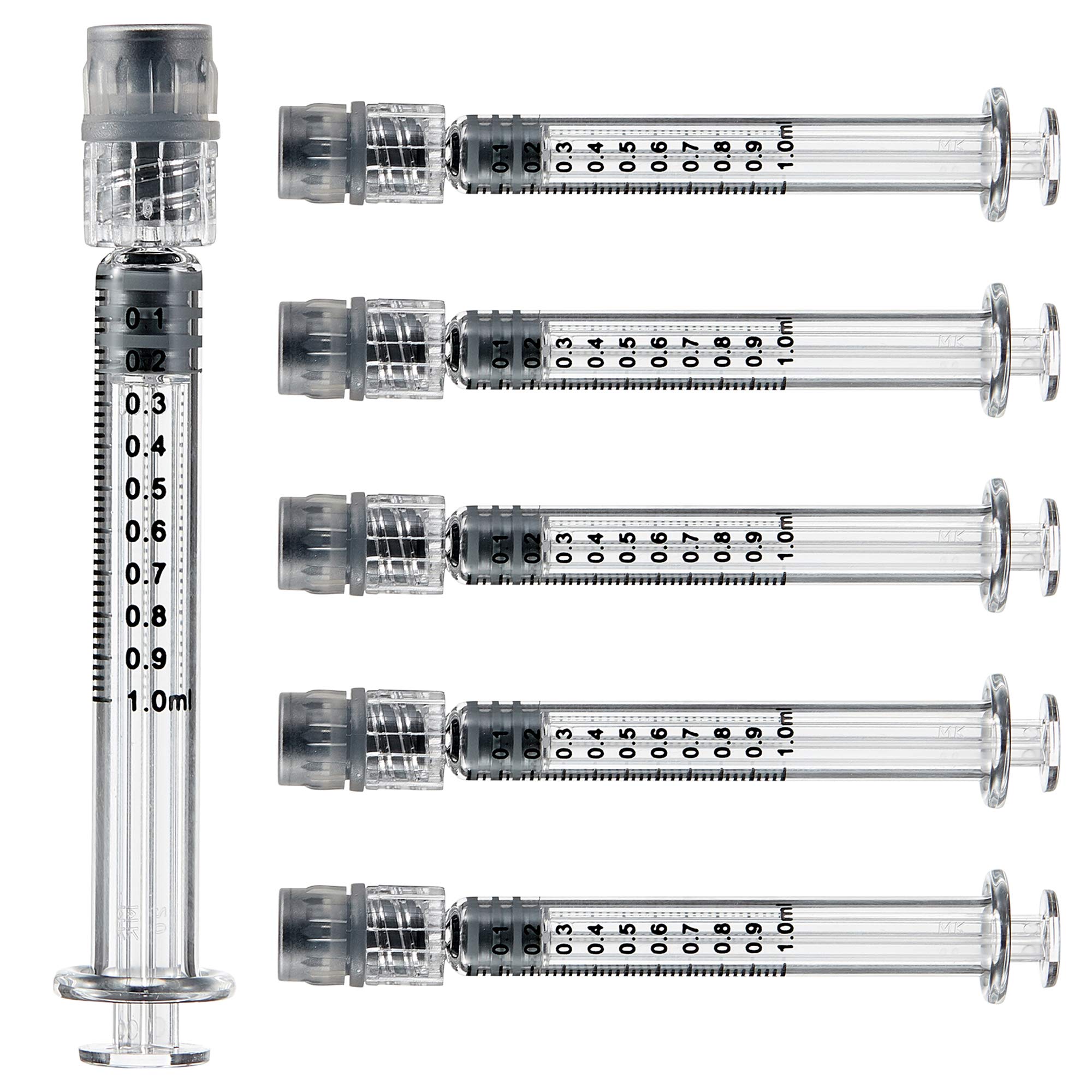 1ML Borosilicate Glass Syringe with Plastic Metal Plunger | 10 Pack