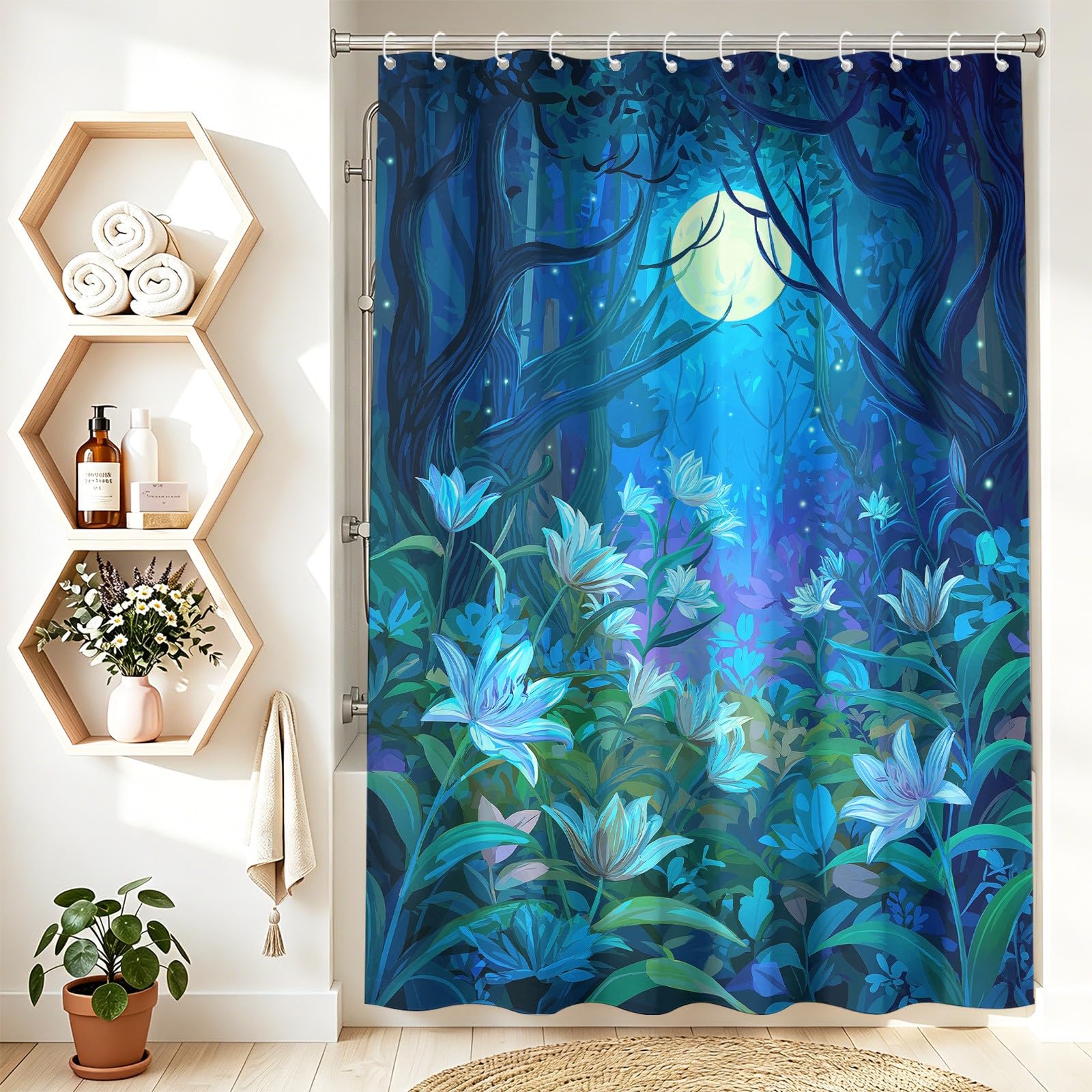 Générique Rideau de Douche Anti-Moisissure 200 x 200 cm Forêt