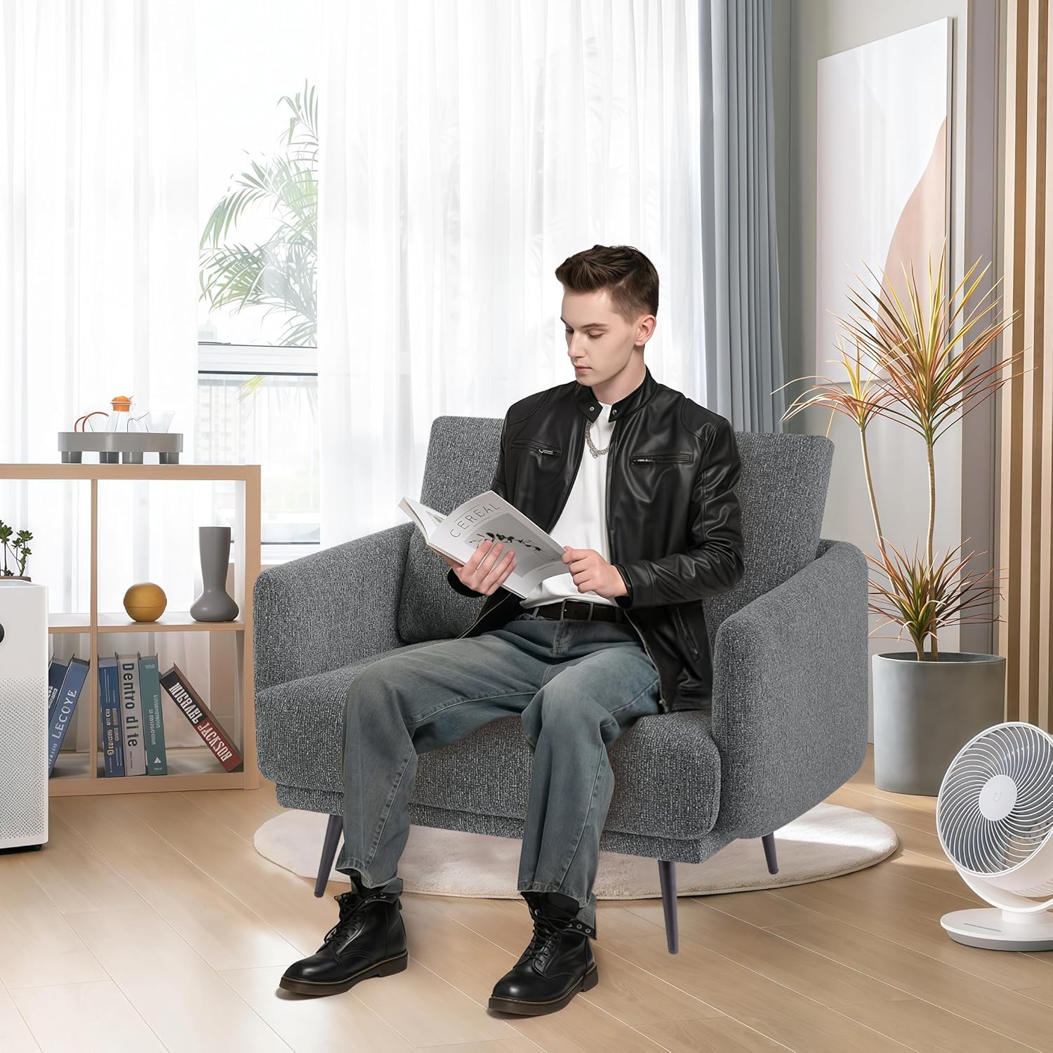 Oversized Accent Chair Set of 2,Living Room Chairs with Thick Cushion,Reading Chair for Bedroom,Mid Century Modern Accent Chairs Upholstered Comfy Chair