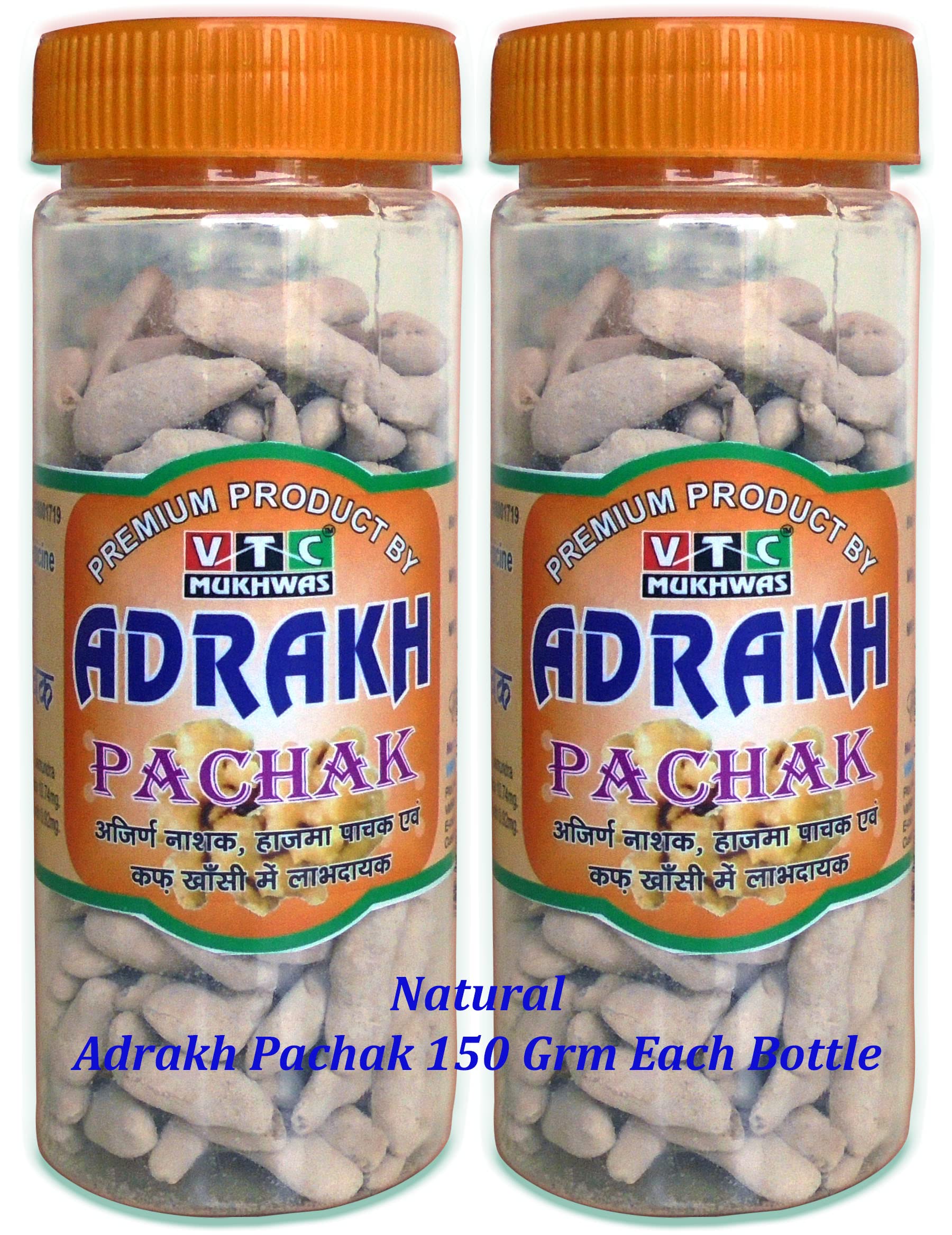 VTC MUKHWAS Adrak Pachak Slice 300gm Ginger Candy, Chatpata Pachak Churan, Digestive Ginger Dry Ginger Candy Pack of 2
