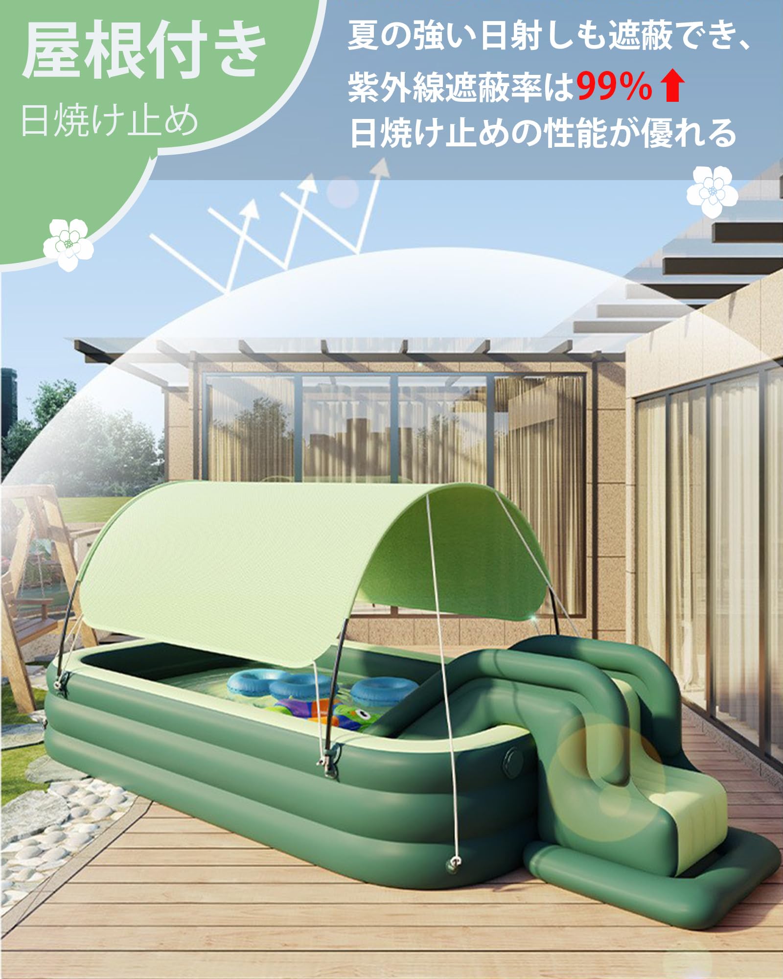 Amazon | 【2025新型】プール 大型 ビニールプール 家庭用 屋根付き