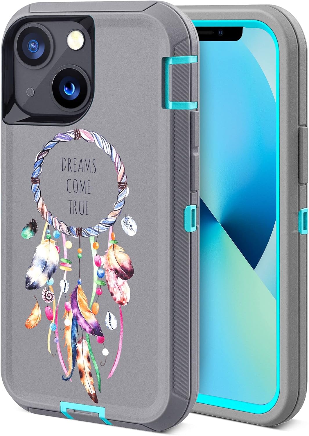 ACAGET for iPhone 13 Case, Dream Catcher Heavy Duty Phone Case for iPhone 14 Drop Protective Armor Case for Women Shockproof Rubber Tough Matte Cover Bumper Rugged Dustproof Case for iPhone 13 14 6.1"
