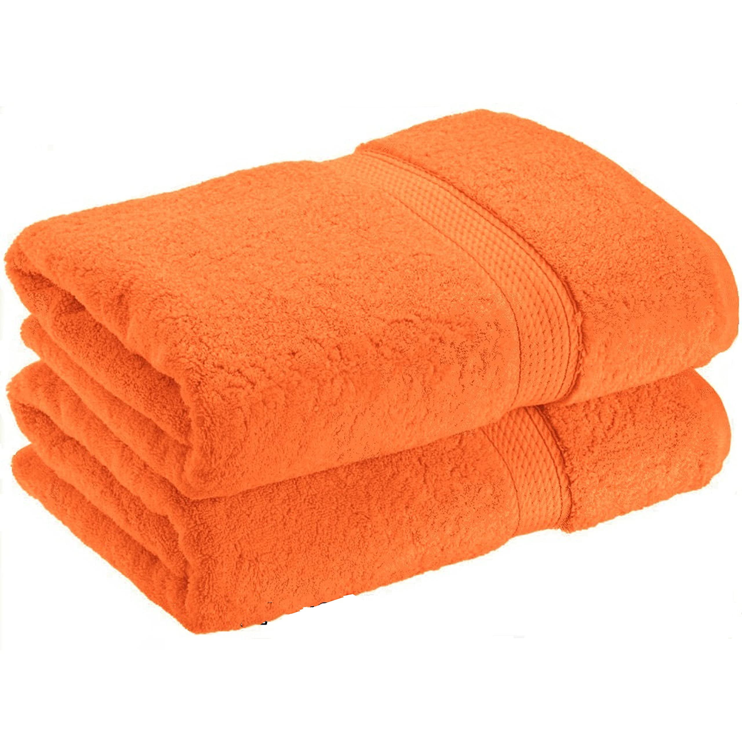 NAUSHA 2 x Super Large Bath Sheets Towels (80 x 140cm) 100% Egyptian Cotton 600 GSM (Orange) โ image 1