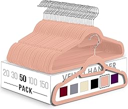 Utopia Home Perchas de Terciopelo - Perchas para Trajes de Terciopelo con Tie Bar - Antideslizantes (Rosa, Paquete de 50)