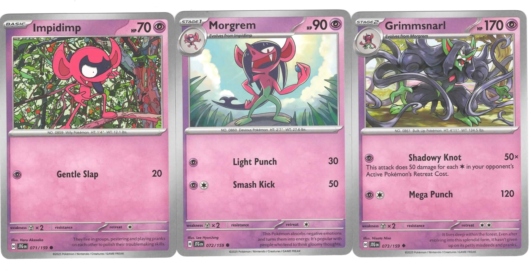 Grimmsnarl 073 159 Journey Together Pokemon Card Lot 3 Card Set