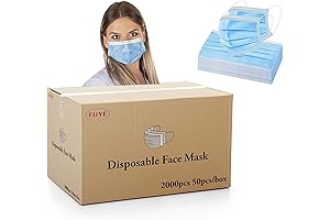 Fuye Disposable 3-Ply Face Masks for Enhanced Protection and Comfort (Pack of 2000)