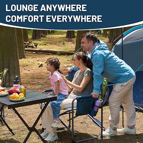 Miniatura 9 de Timber Ridge XXL - Silla de director Silla plegable resistente con mesa auxiliar, capacidad de 500 libras, asiento acolchado extra ancho para