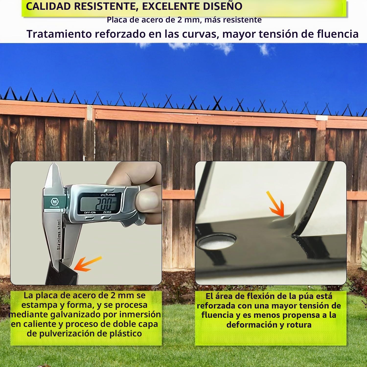 Clavos de pared de valla de puerta antirrobo, clavos de pared de valla de Seguridad y escalada Building Supplies - Pinchos de seguridad de metal (39x10 cm, 8 unidades,para proteger a los defensores