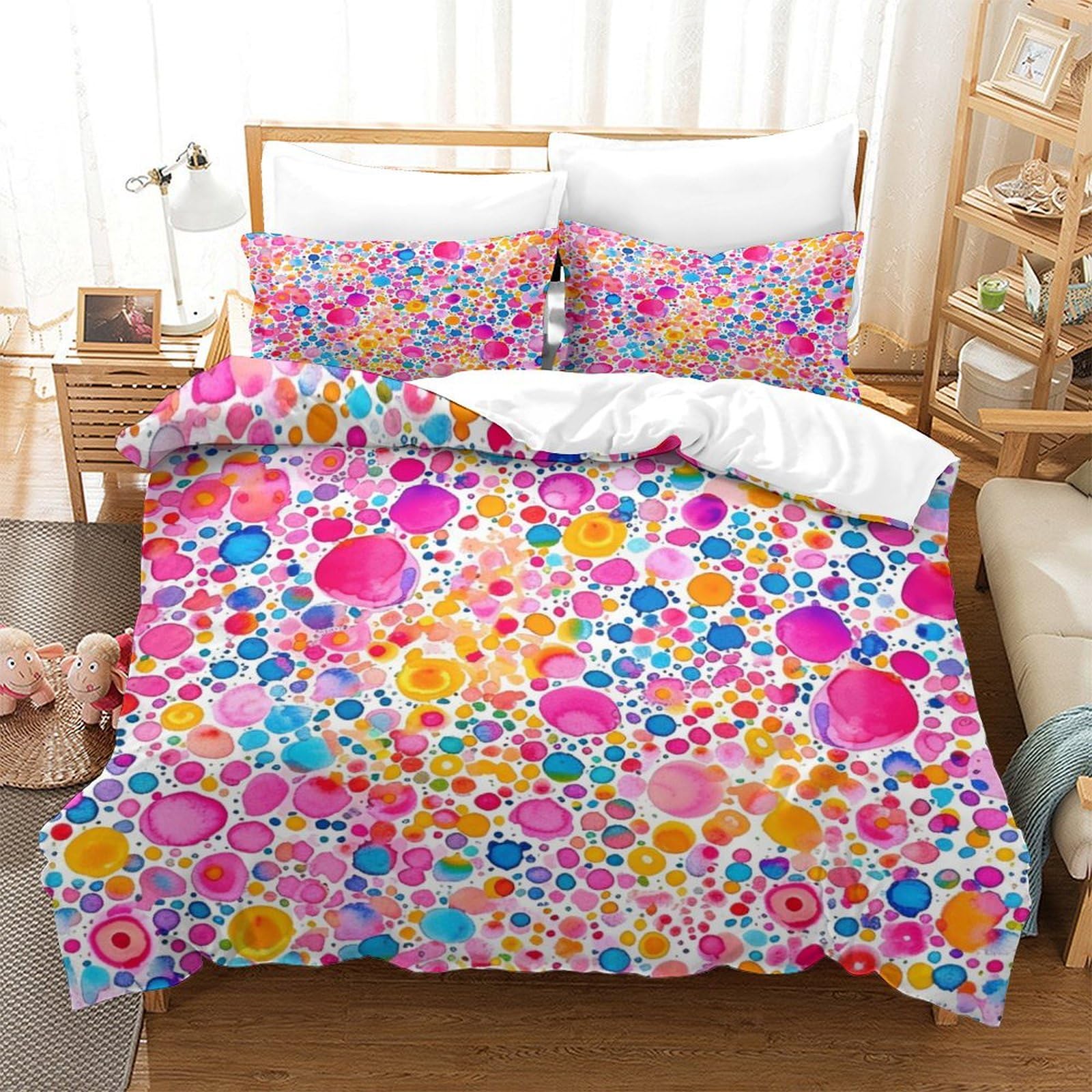 P1S9U7W5Y 3D Printed Vibrant Floral 3pcs Microfiber Bloom Duvet Cover Set Flower Bedding Set King（220x240cm）