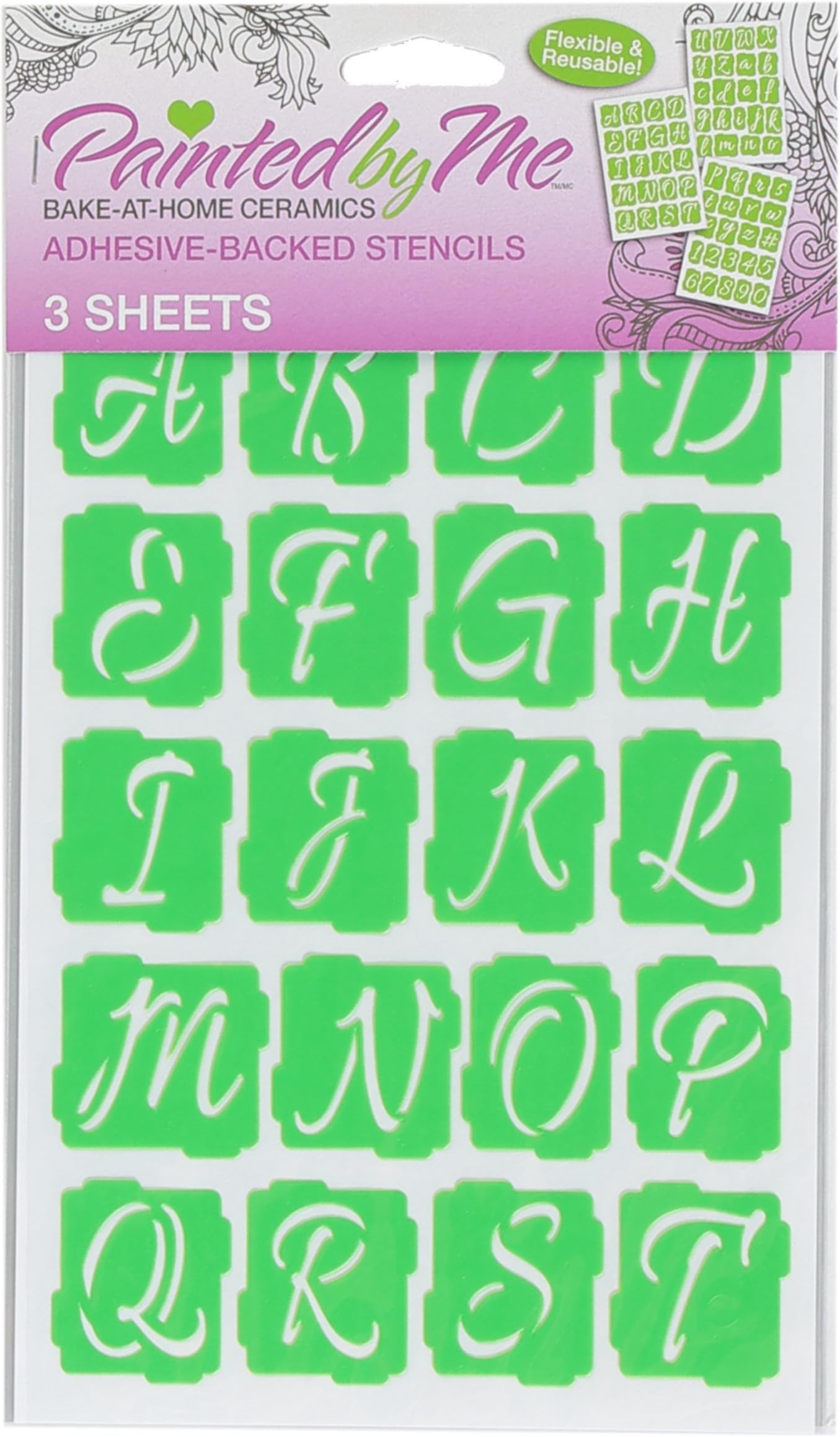 Painted By Me Adhesive Backed Stencils, Script Letters