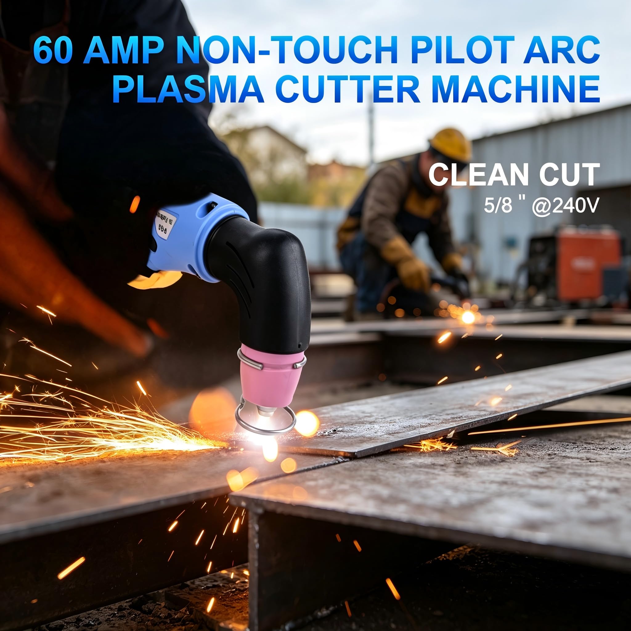 Cortadora de Plasma 60A 240V con Arco Piloto Sin Contacto, Válvula de Reducción de Presión Preinstalada, Alta Frecuencia, Pantalla Digital - Corta Acero Inoxidable, Aluminio y Cobre con Facilidad