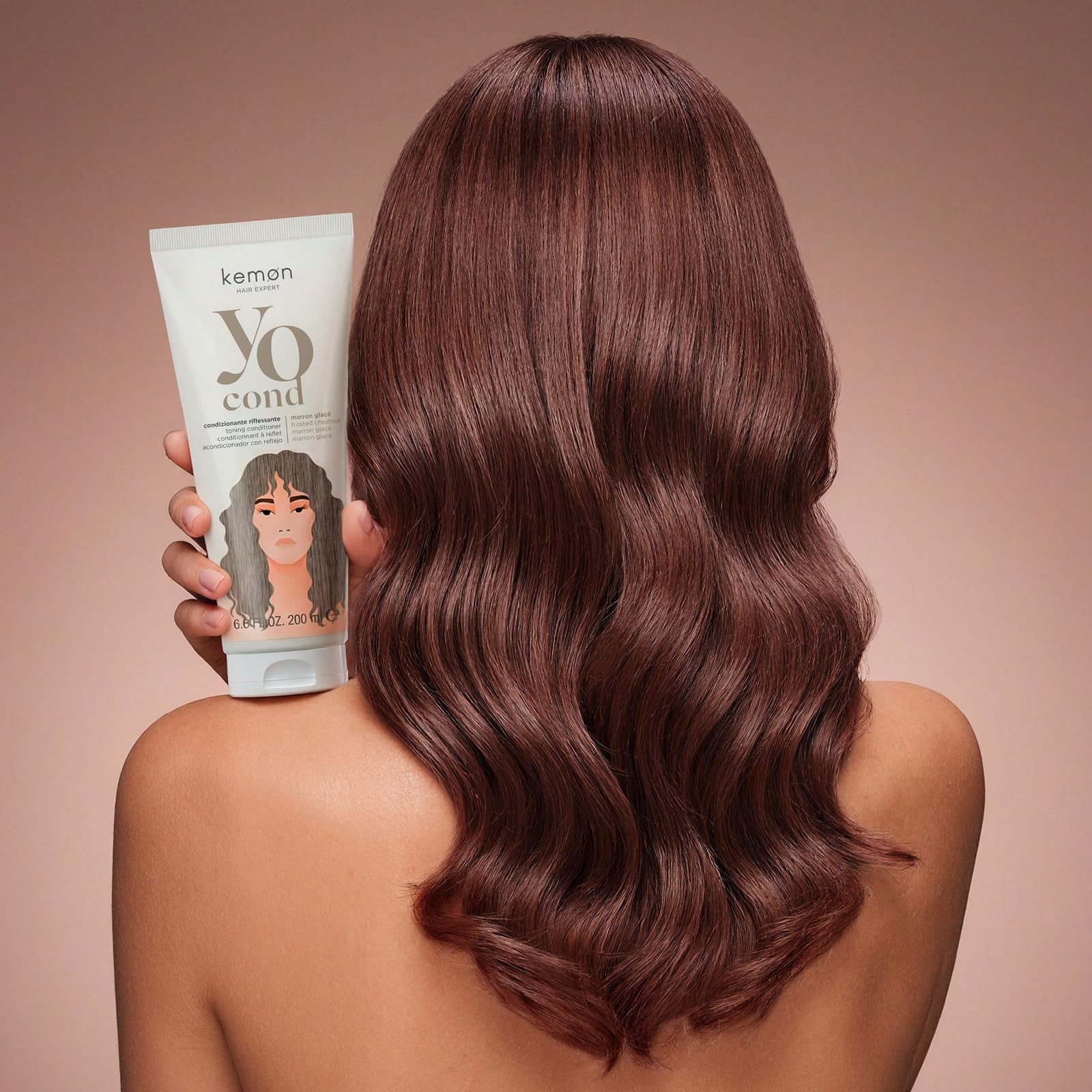 Kemon Yo Cond Marron Glacé - Maschera Riflessante Professionale con Formula YoVeg e Velian Complex, Nutre e Illumina i Capelli in 3 Minuti, 88% Ingredienti Naturali, 200 ml