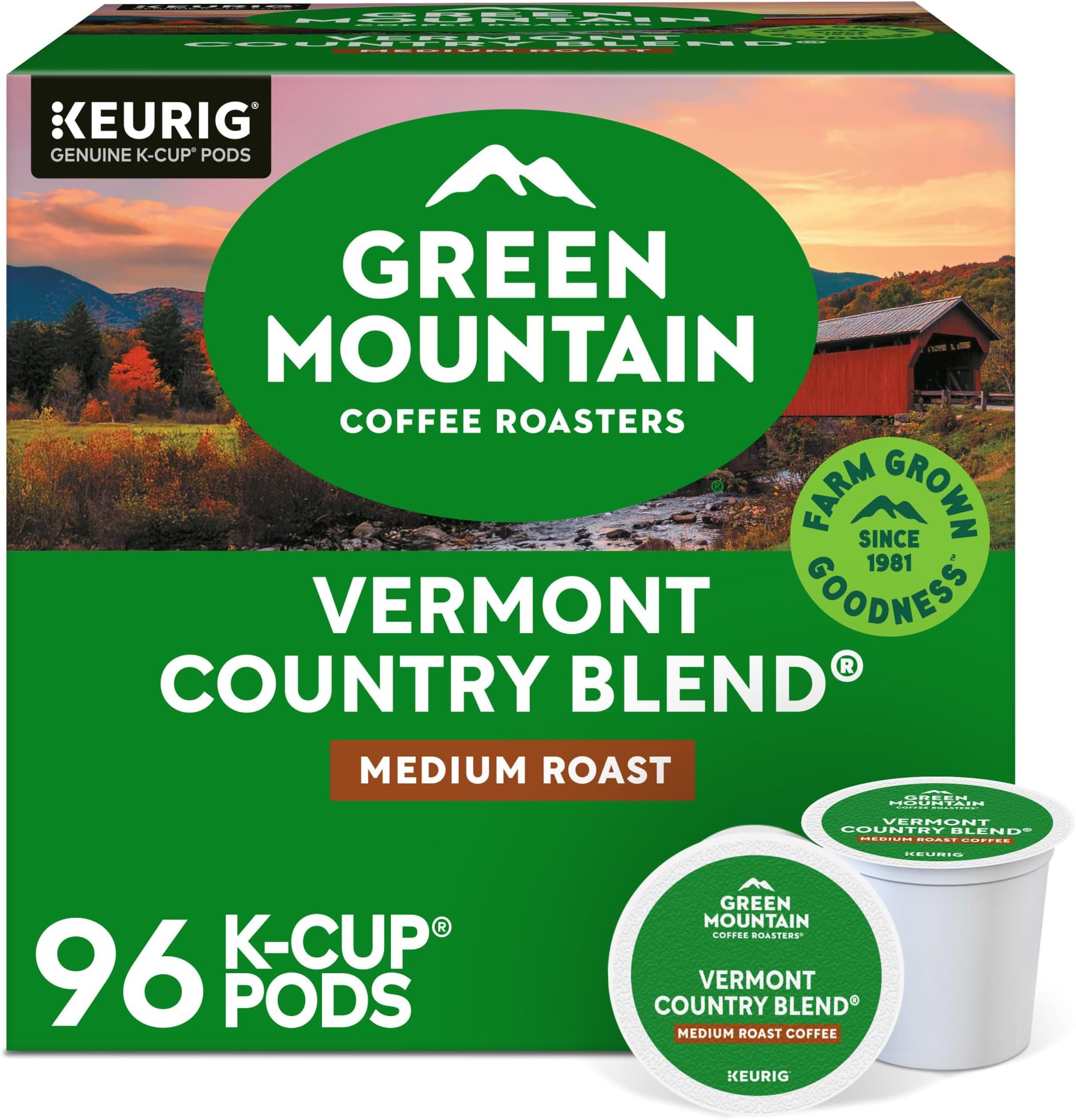 Vermont Country Blend, Single-Serve Coffee K-Cup Pods, Medium Roast, 96 Count