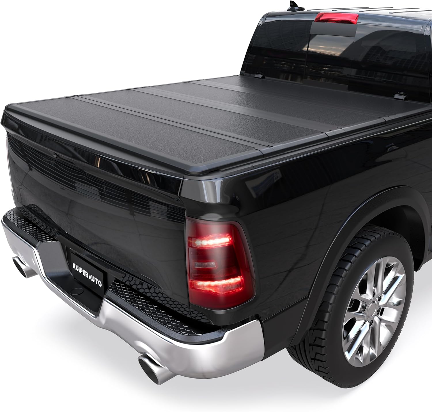 Fiberglass Quad Hard Tonneau Cover Compatible with 2002-2025 Dodge Ram 1500 Classic & New Body/Ram 2500 3500 (w/o Ram Box)-6.5 FT Bed On Top 76.3 inch Truck Bed Cover 6.5FT Fiberglass Hard