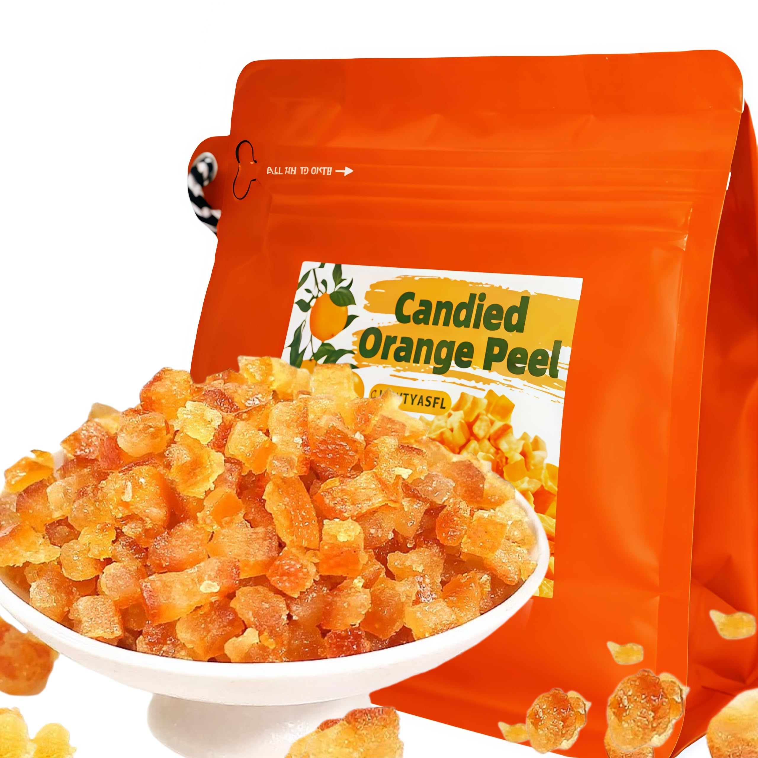 17.64 oz Candied Orange Peel, Candied Fruit for Baking Sweet & Zesty Baking Essential for Cakes, Cookies, and Cocktails