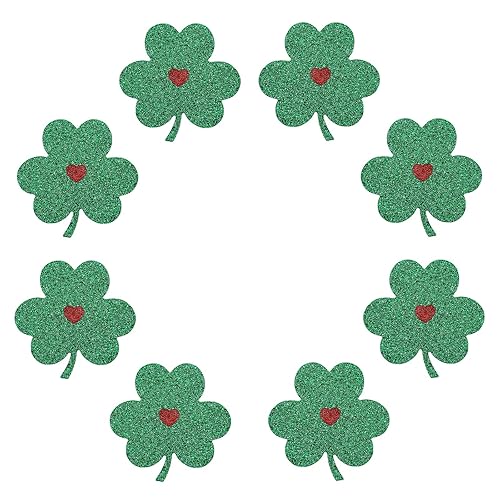 4 pares de pasteles del día de San Patricio, trébol verde, pétalos de trébol de la suerte, pasteles desechables, pétalos irlandeses autoadhesivos