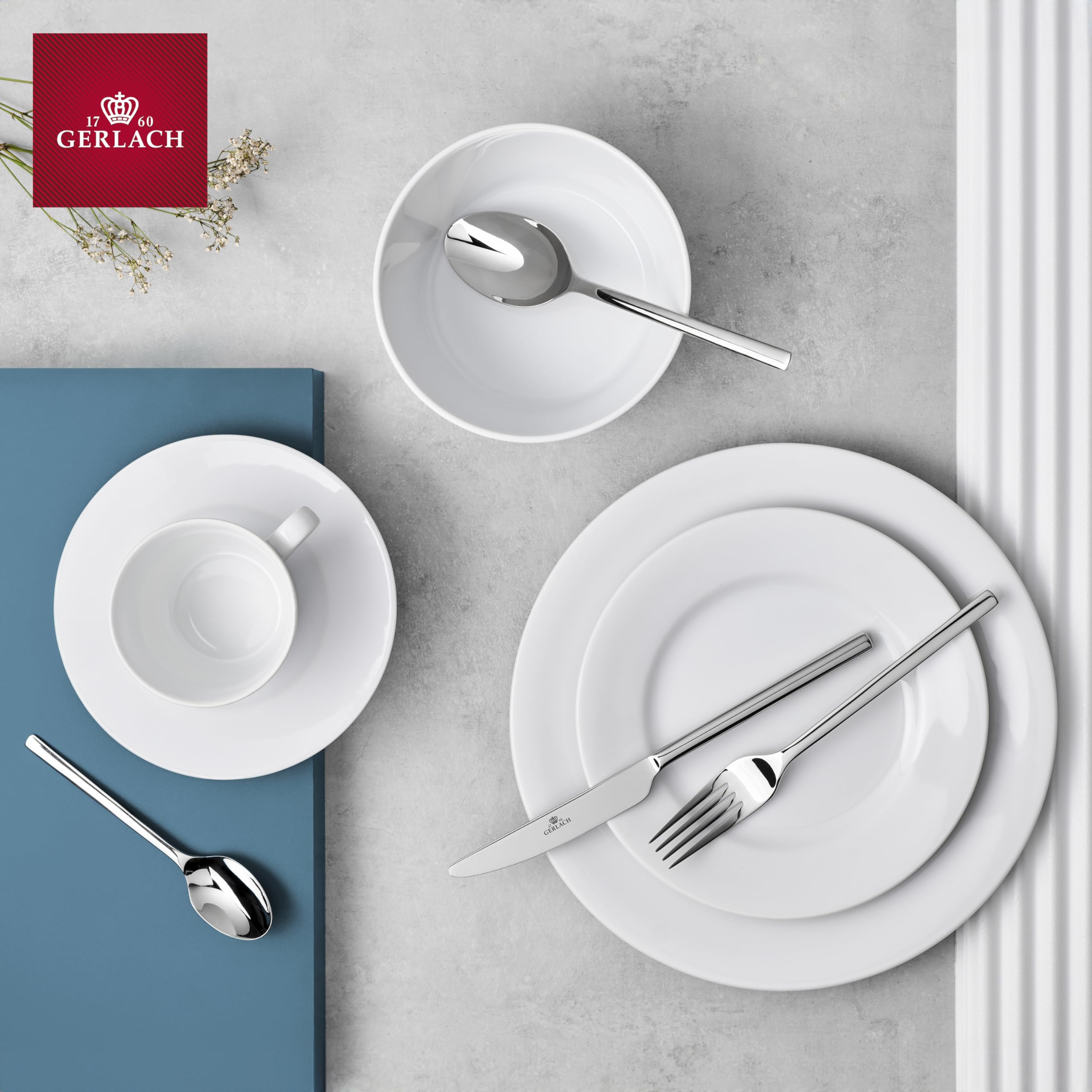 Gerlach Modern Zestaw Talerzy Obiadowych Dla 6 Osób Komplet Porcelanowych Talerzy 18 Elementów Serwis Obiadowy Talerze z Porcelany W Kolorze Białym