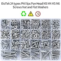 Vista 6 de Kit surtido de 1080 tornillos, pernos y tuercas, tornillos de cabeza cruzada, tuercas y pernos y arandelas, juego de tornillos y arandelas