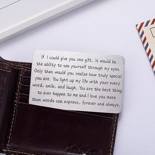 Miniatura 4 de Tarjeta de billetera con texto en inglés "I Love You" para novio, tarjetas de aniversario, regalos para esposo, regalo de pareja para él,