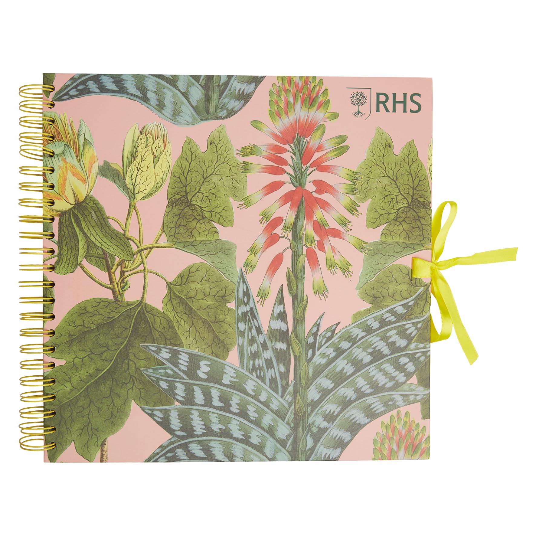 Rhs Succulents The Royal Horticultural Society Wiro Bound Hardback Scrapbook, 40 Pages, White Paper, 12" X 12", Multicoloured, With Coordinating Ribbon Closure And Wire Colours