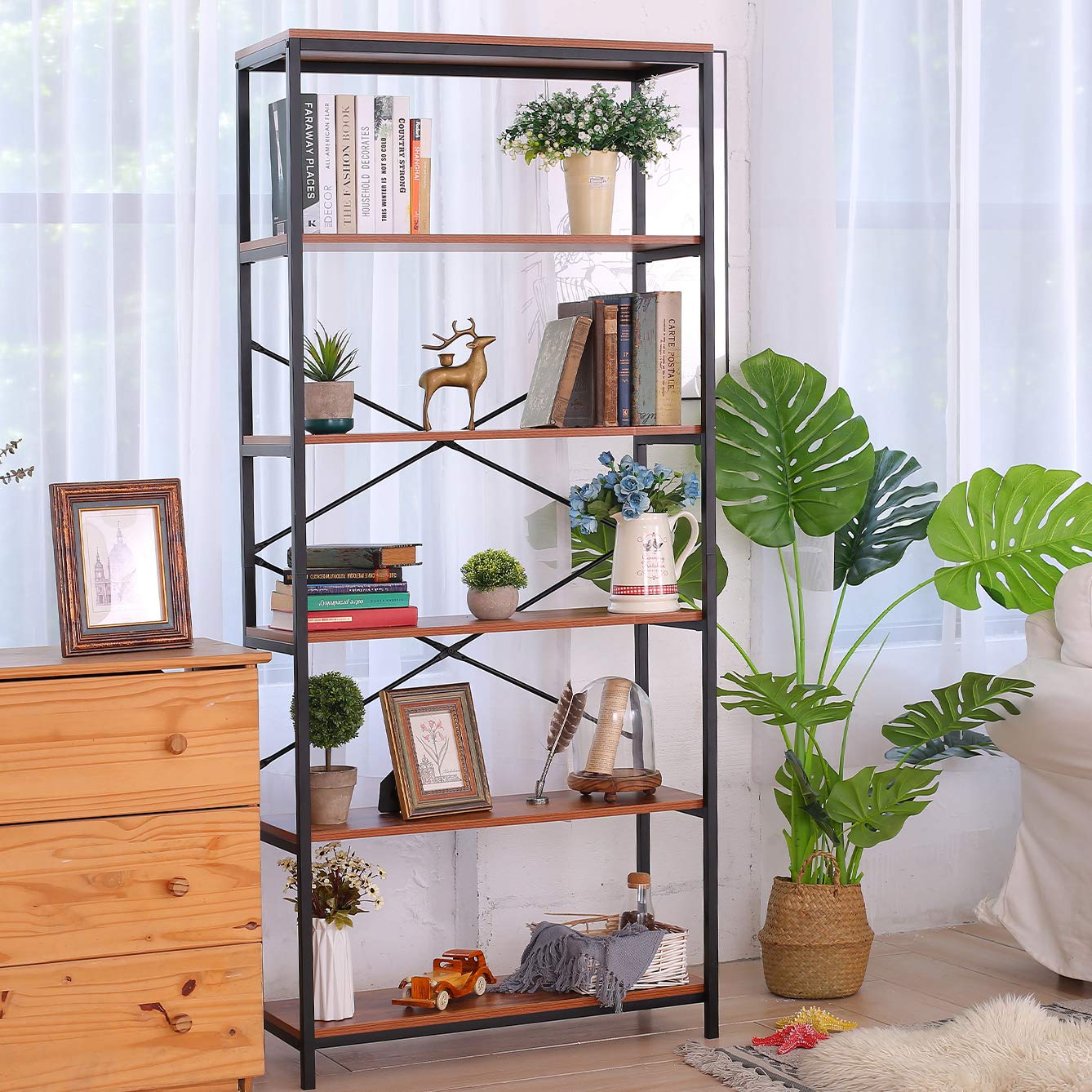 Buy BATHWA Heavy Duty Open Bookshelf and Bookcase, 5 Tier Bookcases