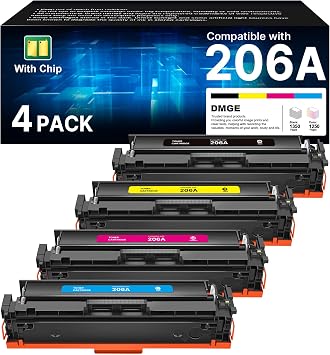 مجموعة خراطيش حبر 206A مكونة من 4 قطع - بديل حبر M283fdw لخراطيش حبر 206A 206X مجموعة HP متوافقة مع طابعة HP Color Laserjet Pro MFP M283fdw M283cdw M255dw MFP M283 M255 سلسلة 4 قطع