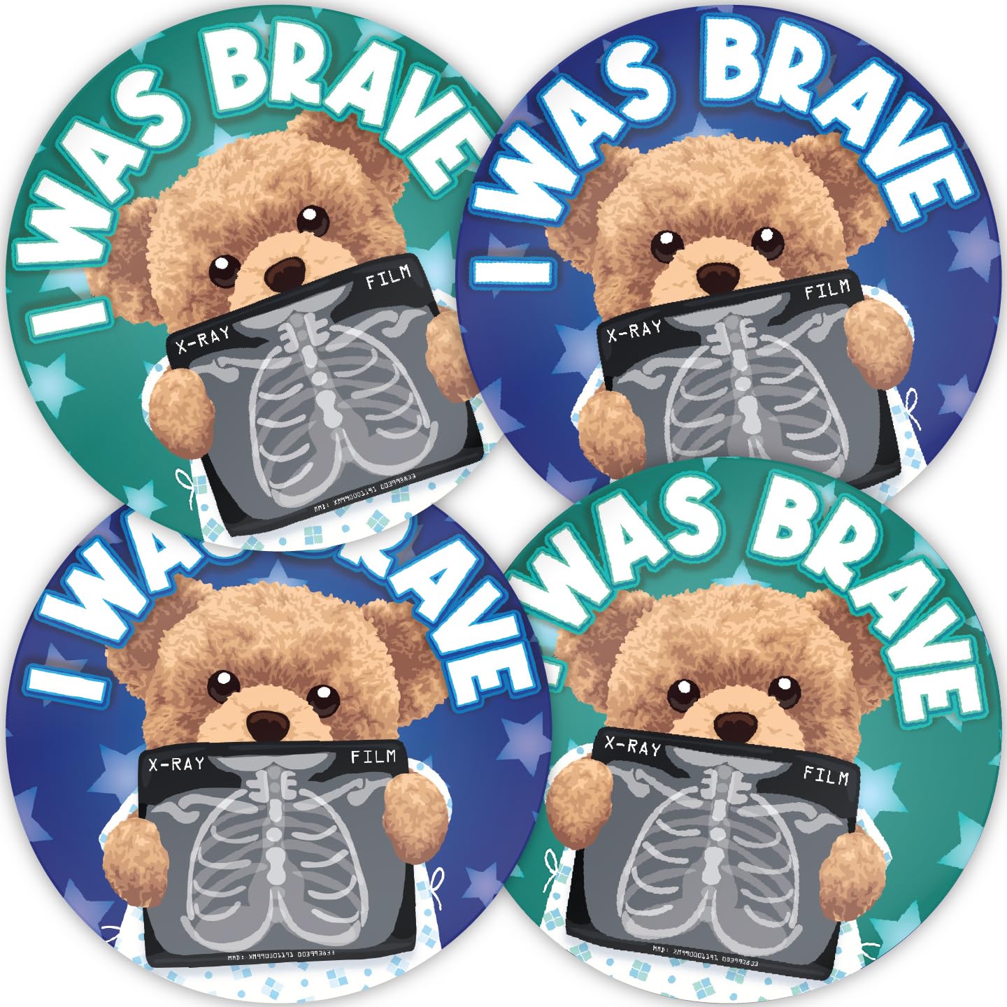 Stone Melon School Reward Stickers 144 Brave X-Ray Bear Bravery Stickers 30mm Round Awards Nursery Teachers Parents Children Kids Hospital Doctor Nurse CT Xray CAT MRI