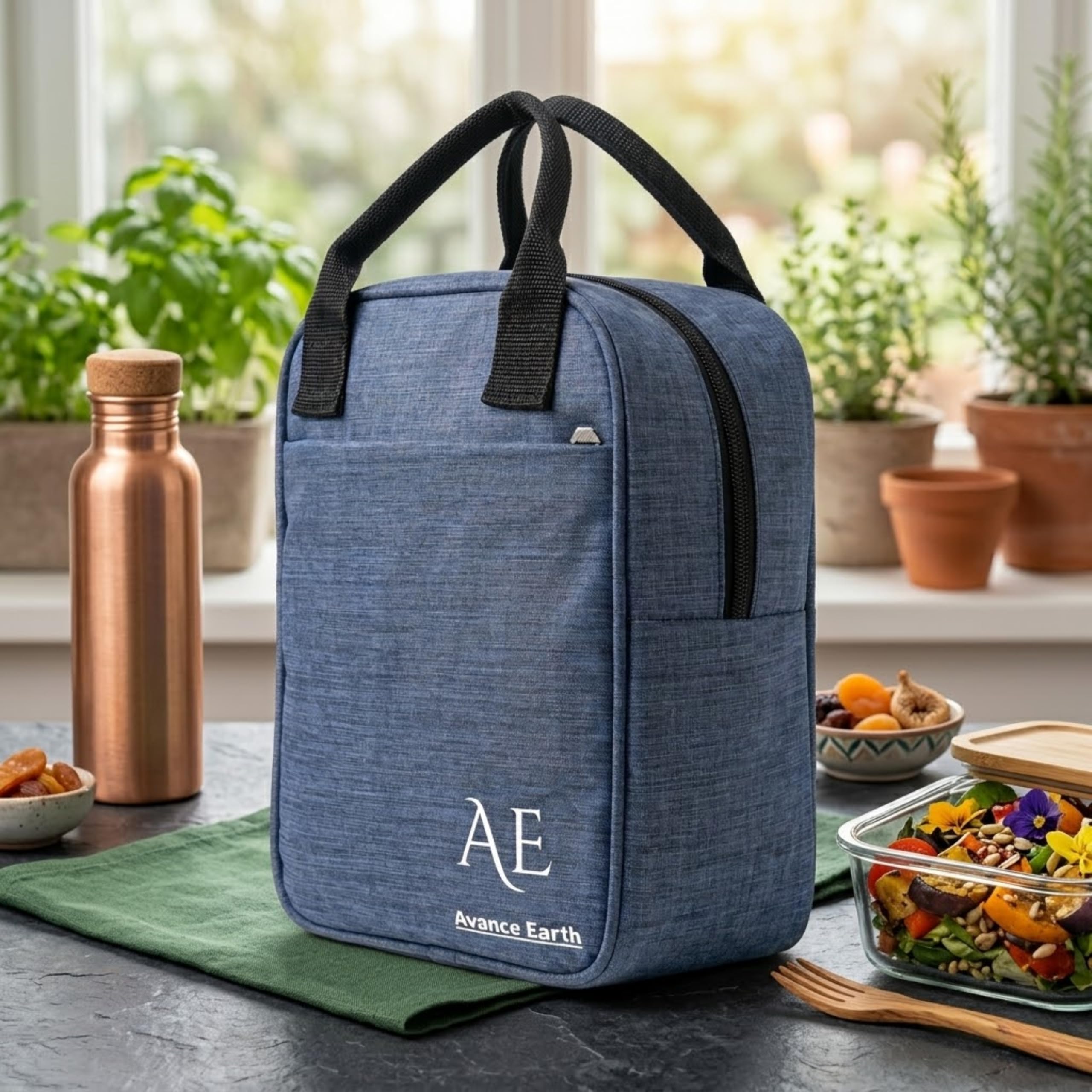 Insulated Lunch Bag (9 Litre, 15 kg, Blue), Office Tiffin Bags for Men and Women, Hot & Cold Travel Picni Bag, Tiffin Box & Bottles Storage, Lunch Bag for Office, Picnic Bag (Nylon)-image-35
